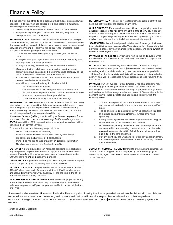 Financial Policy form preview