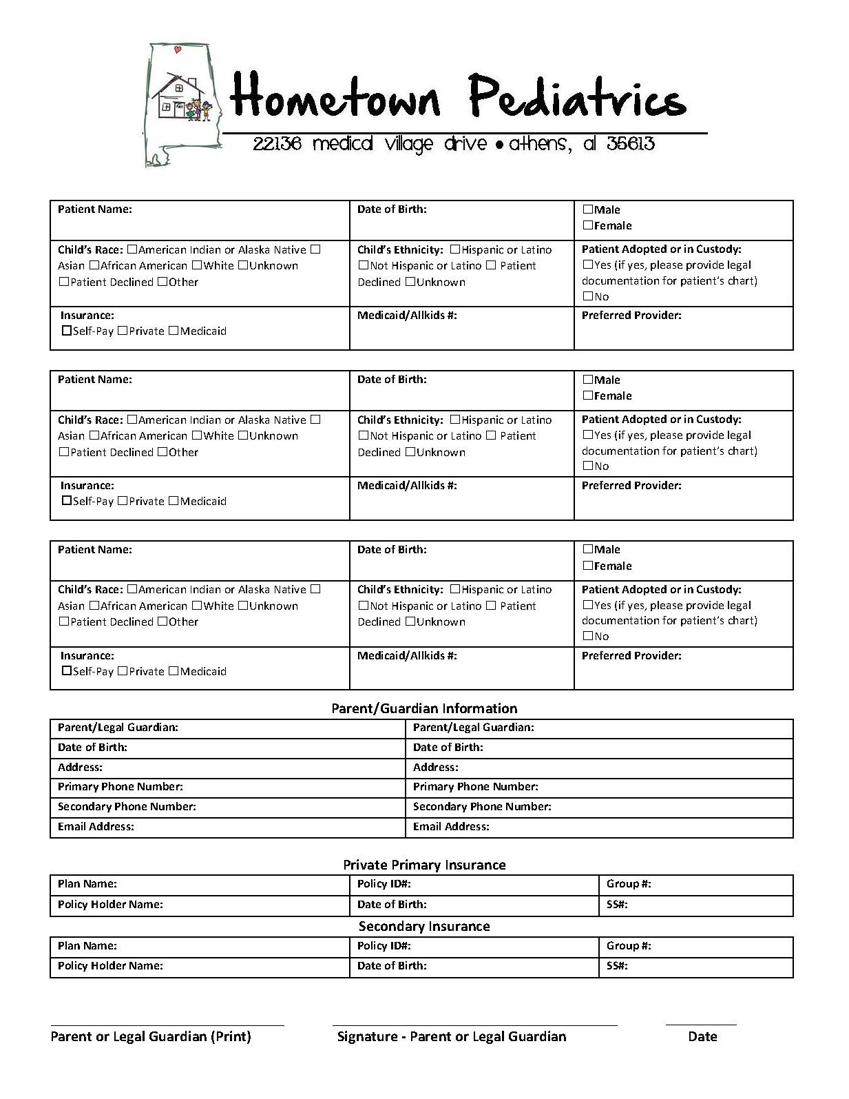 Patient Registration form preview